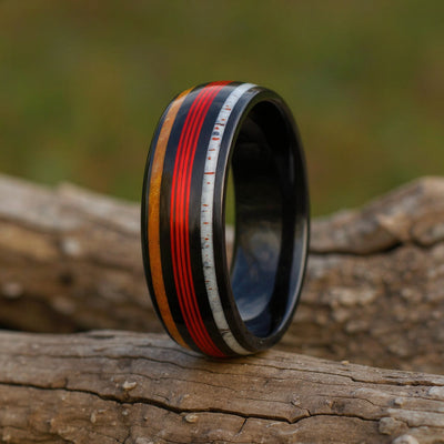 Black Tungsten + Whiskey Barrel + Antler + Red Fishing Line