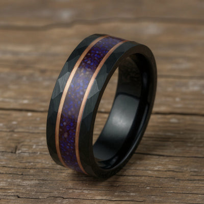 Black Tungsten + Lapis Lazuli + Rose Gold Stripe