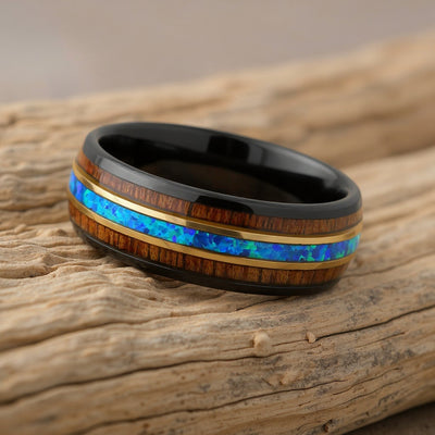 Black Tungsten + Blue Opal + Koa Wood