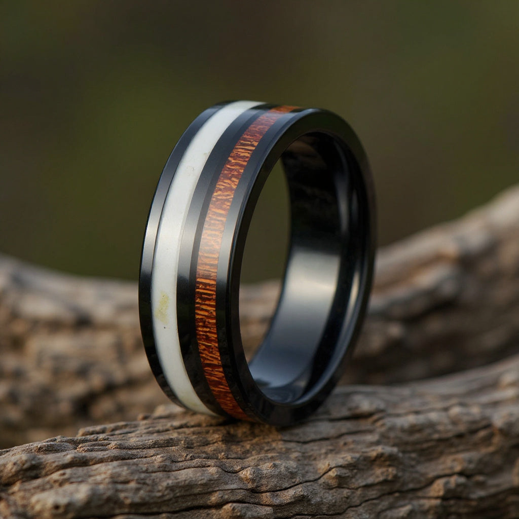 Black Tungsten + Antler + Koa Wood