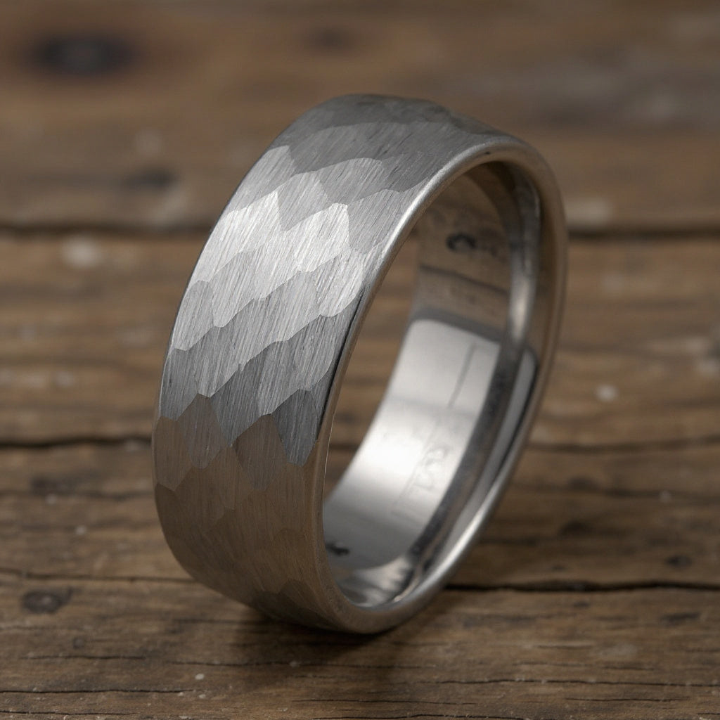 Silver Tungsten + Hammered Finish