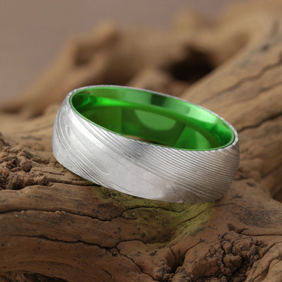 Damascus Steel + Wood Grain + Green Aluminum