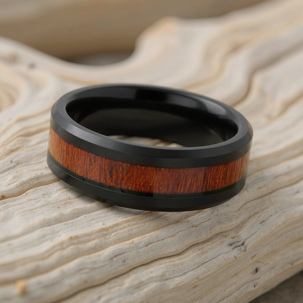 Black Tungsten + Sandalwood + Beveled Edges