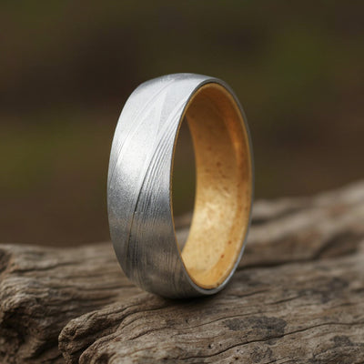 Damascus Steel + Wood Grain + Whiskey Barrel Oak Wood