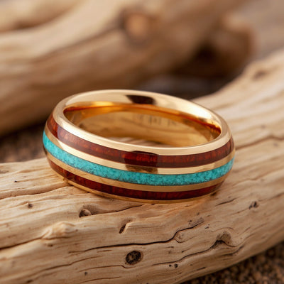 Rose Gold Tungsten + Turquoise + Koa Wood