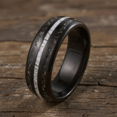 Black Tungsten + Antler +  Meteorite