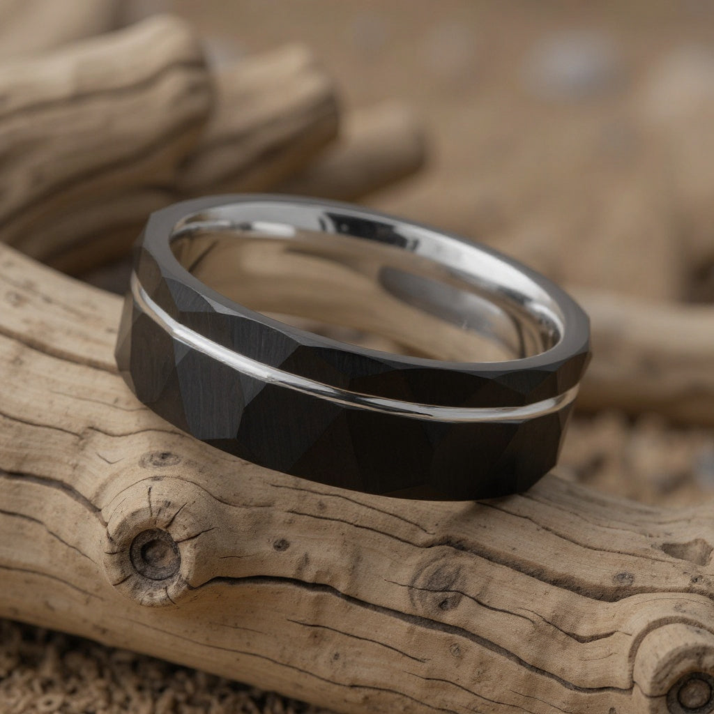 Black Tungsten + Silver Stripe