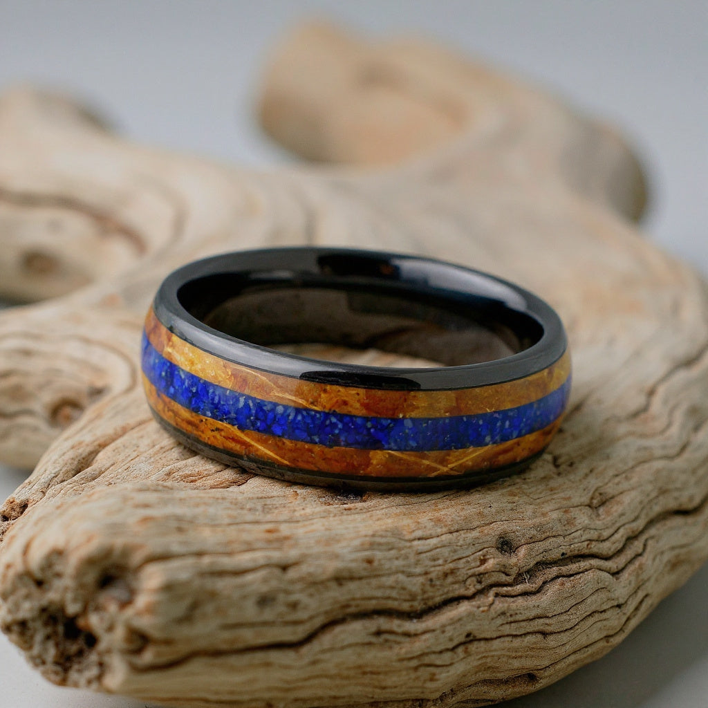Black Tungsten + Lapis Lazuli + Whiskey Barrel Oak Wood