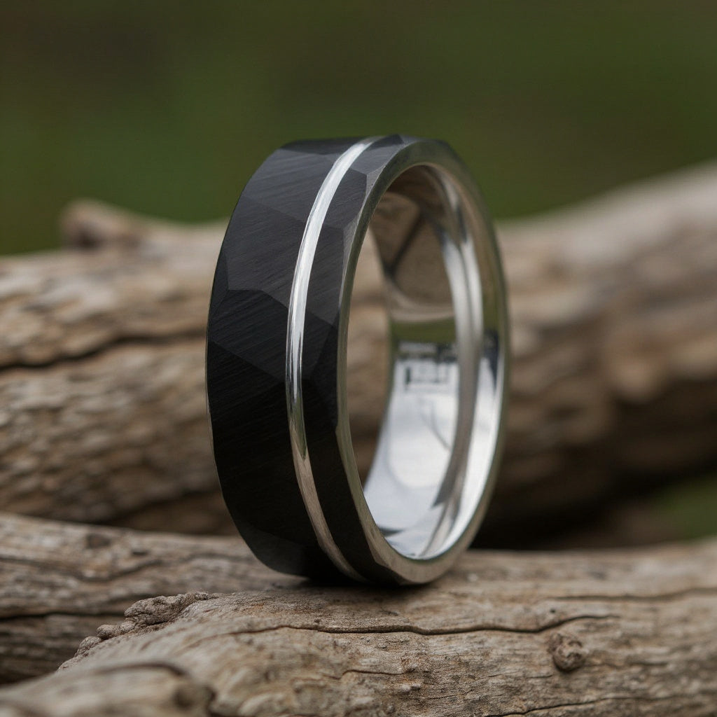 Black Tungsten + Silver Stripe
