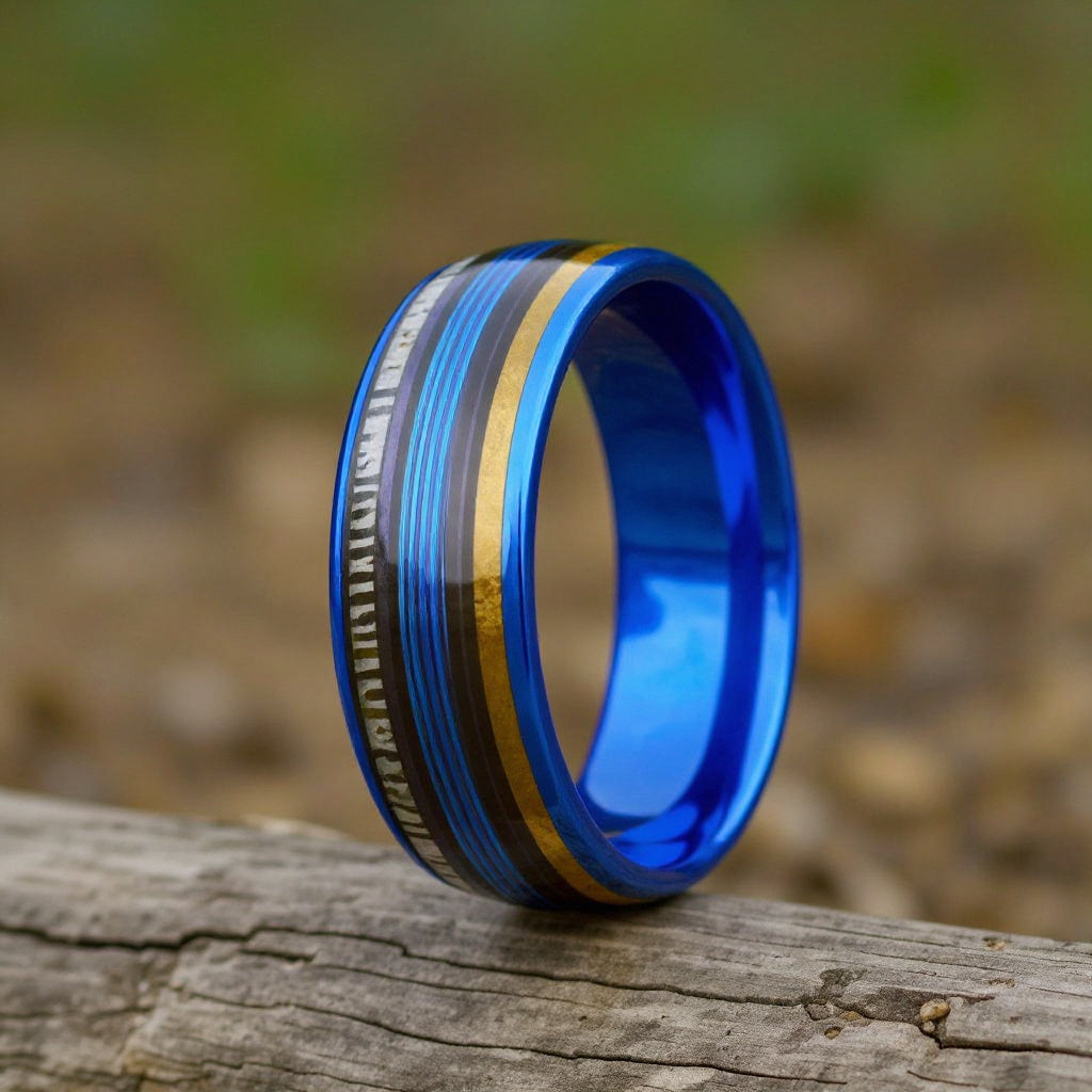 Blue Tungsten + Whiskey Barrel Oak Wood + Antler + Blue Fishing Line