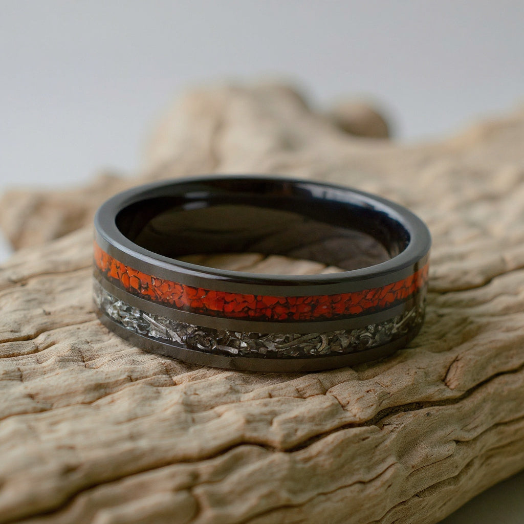 Black Tungsten + Dinosaur Bone + Meteorite