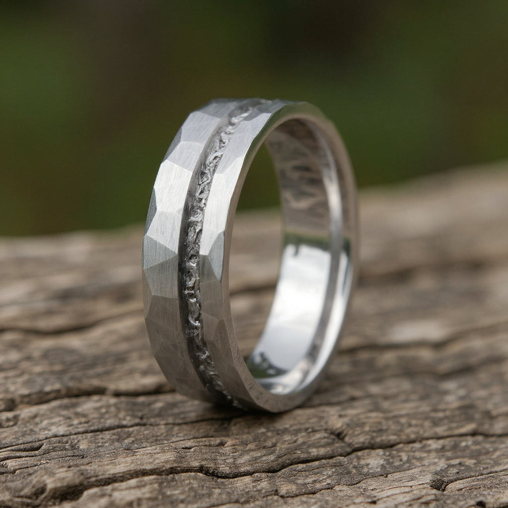 Silver Tungsten + Meteorite