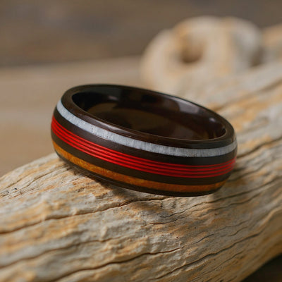 Black Tungsten + Whiskey Barrel + Antler + Red Fishing Line