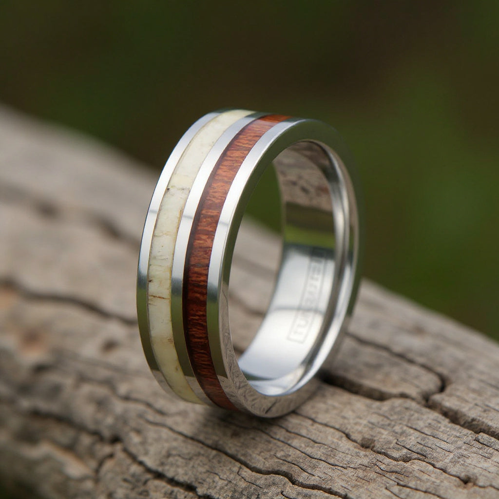 Silver Tungsten + Antler + Koa Wood