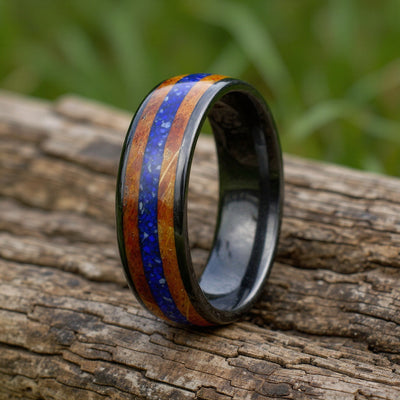 Black Tungsten + Lapis Lazuli + Whiskey Barrel Oak Wood