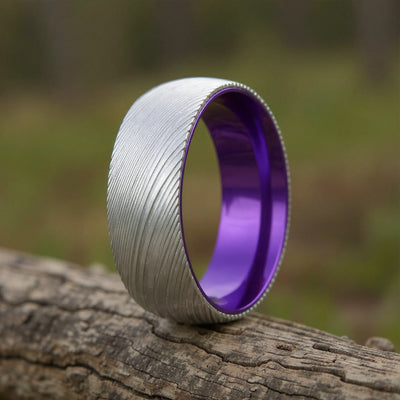 Damascus Steel + Wood Grain + Purple Aluminum