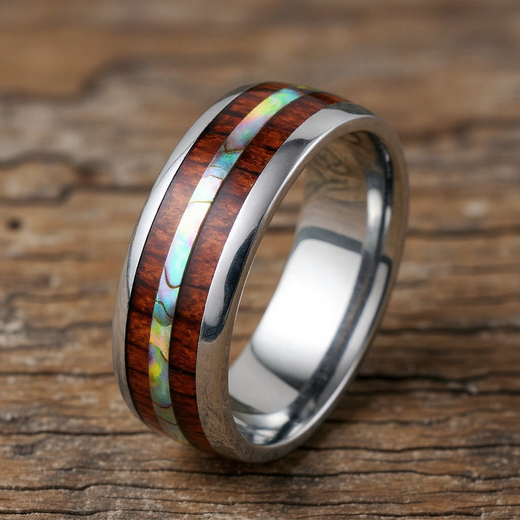 Silver Tungsten + Abalone Shell + Koa Wood