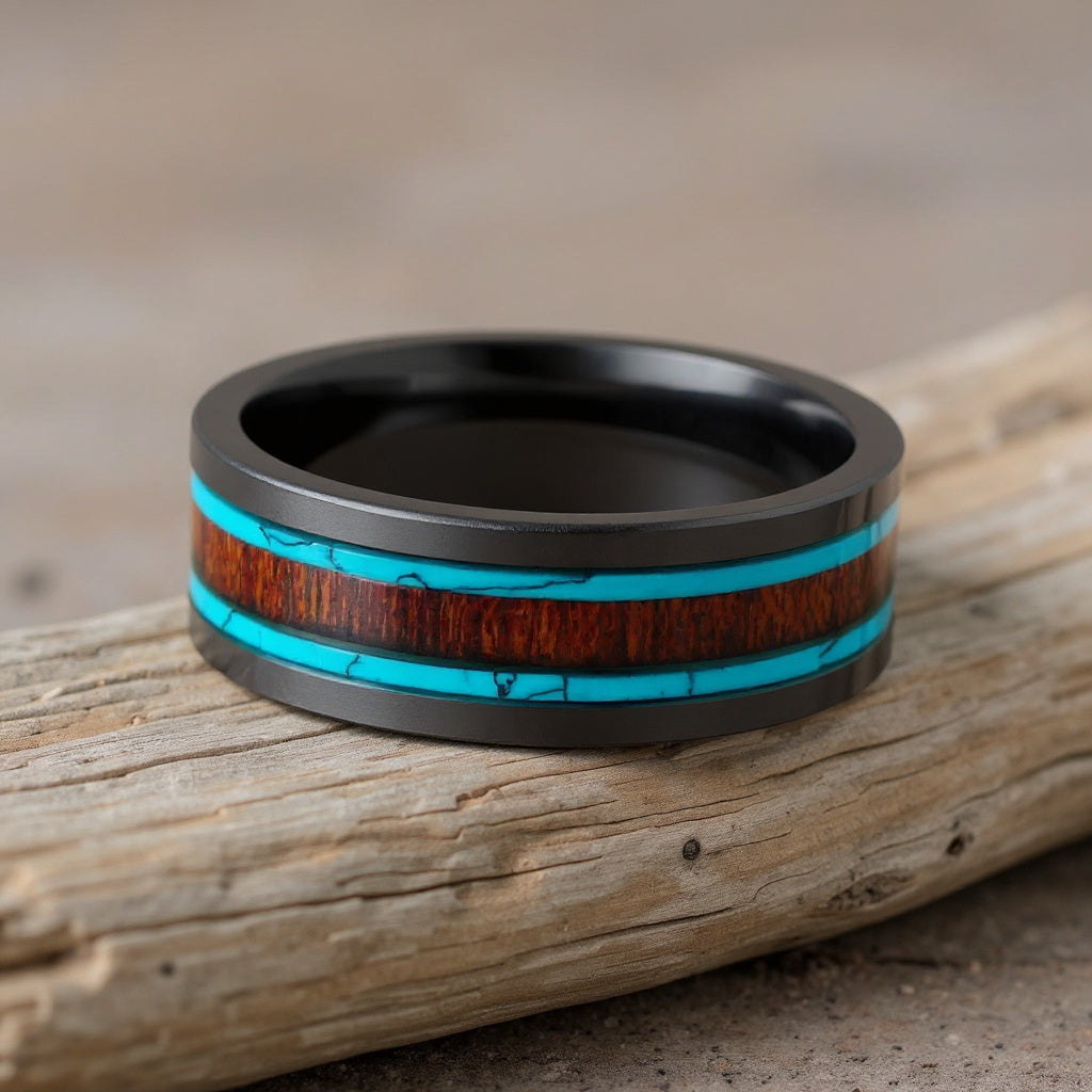 Black Ceramic + Koa Wood + Turquoise