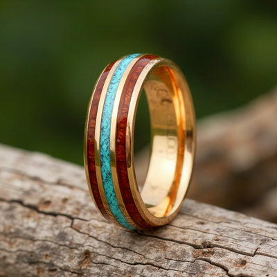 Rose Gold Tungsten + Turquoise + Koa Wood
