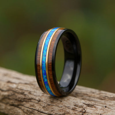 Black Tungsten + Blue Opal + Koa Wood