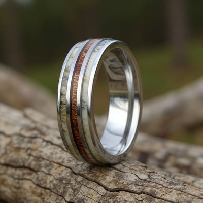 Silver Tungsten + Koa Wood +  Antler