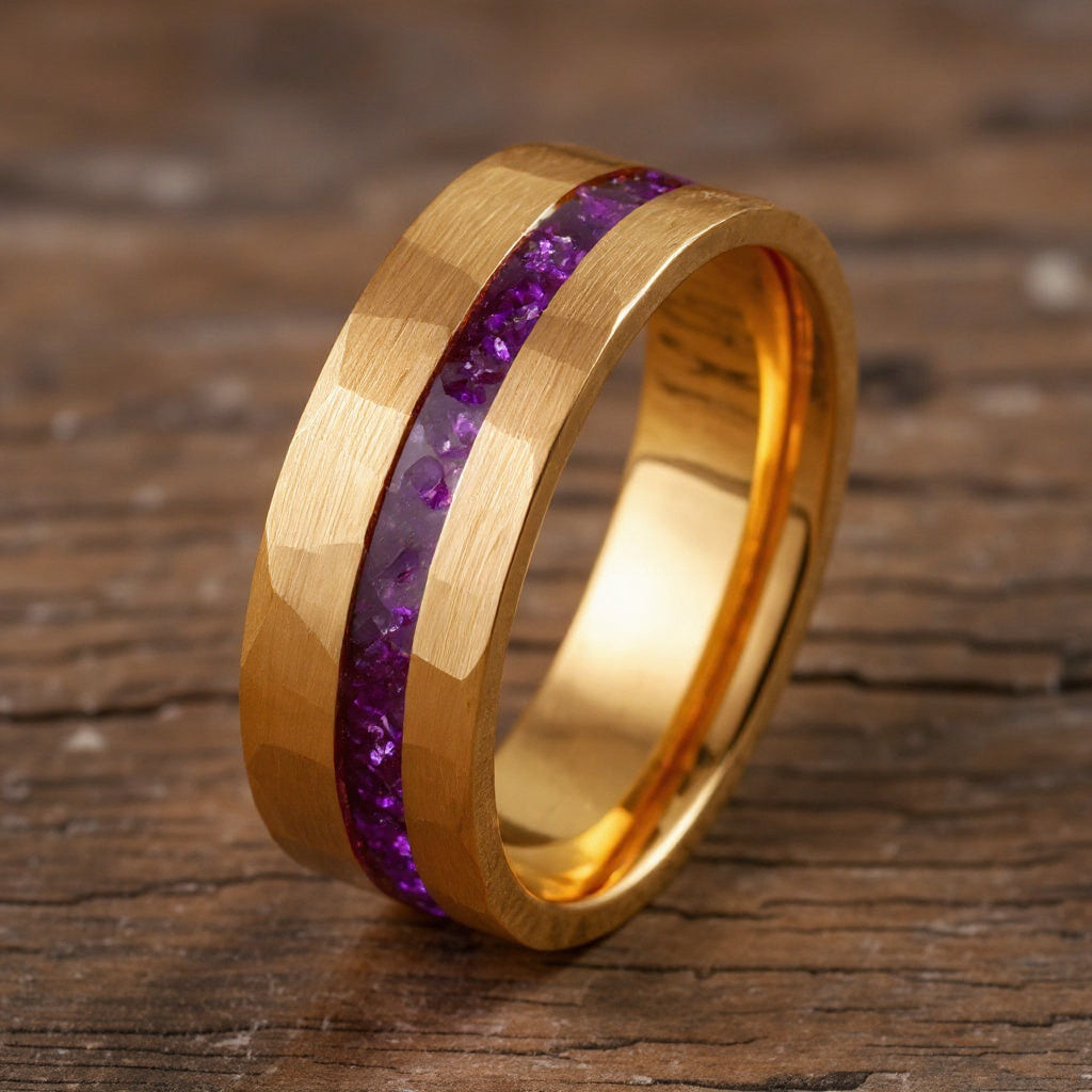 Rose Gold Tungsten + Amethyst