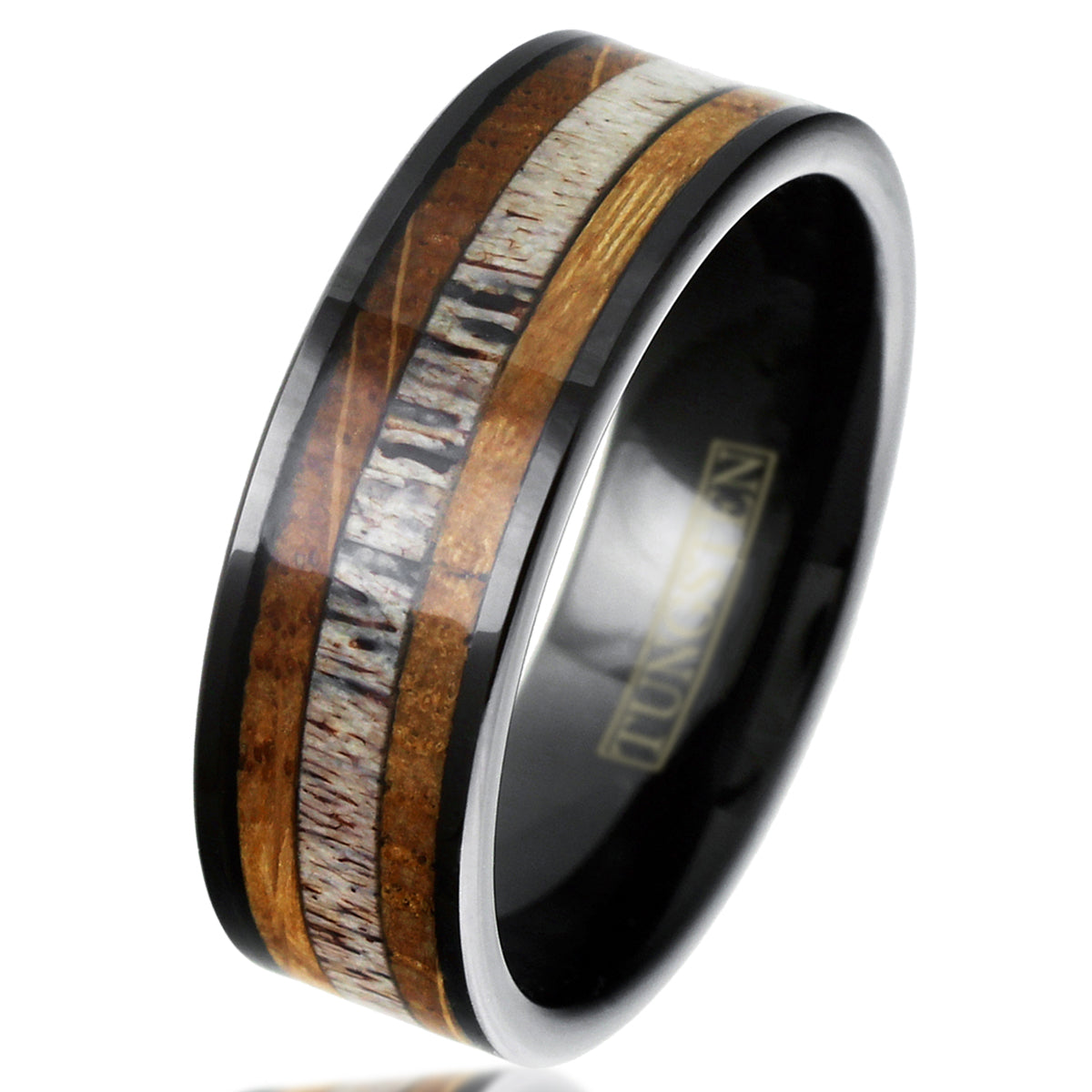 Black Tungsten + Antler + Whiskey Barrel Oak Wood