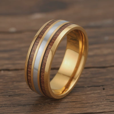 Rose Gold Tungsten + Mother of Pearl + Koa Wood