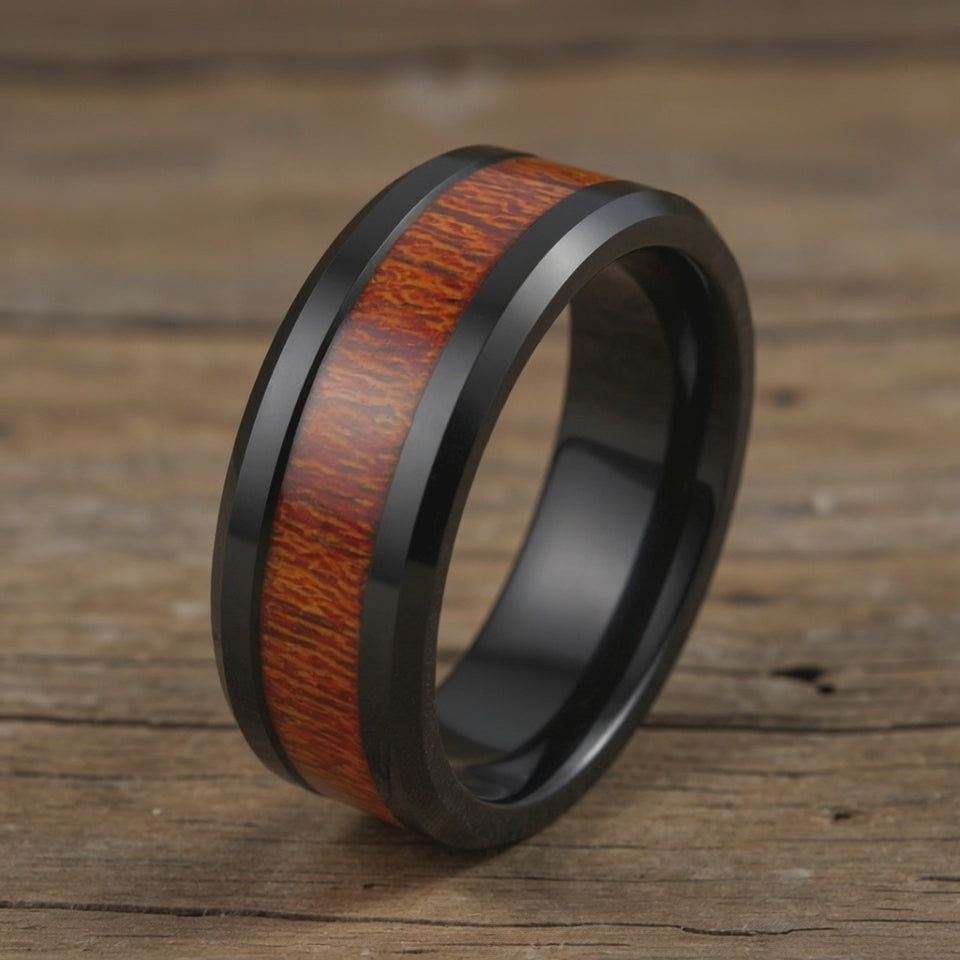Black Tungsten + Sandalwood + Beveled Edges
