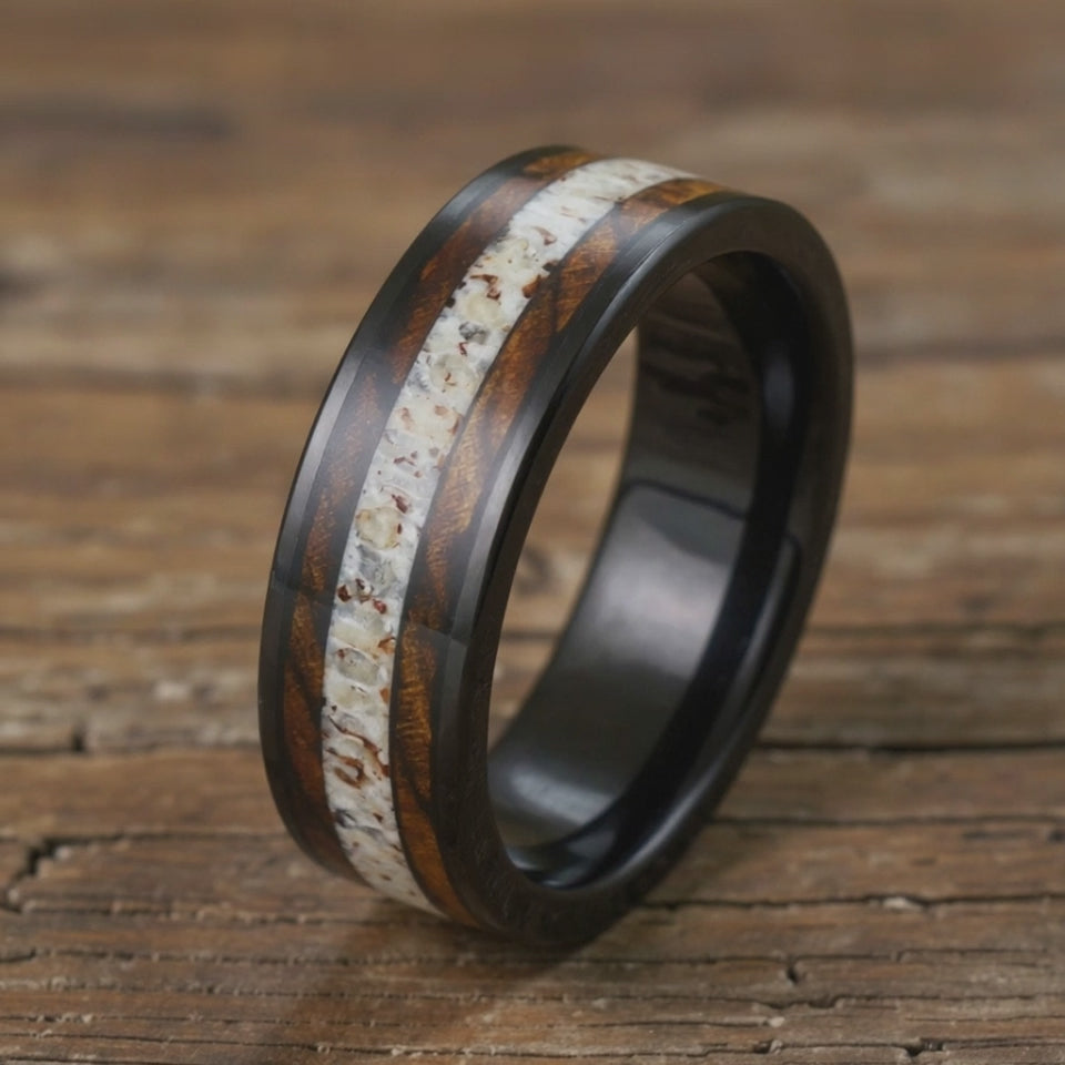 Black Tungsten + Antler + Bocote Wood