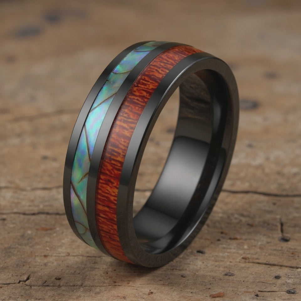 Gunmetal Black Ceramic + Abalone + Wood