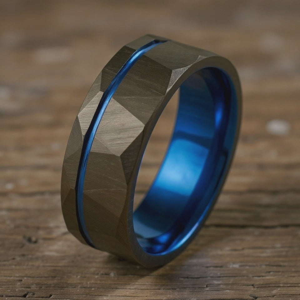 Black Tungsten + Blue Stripe