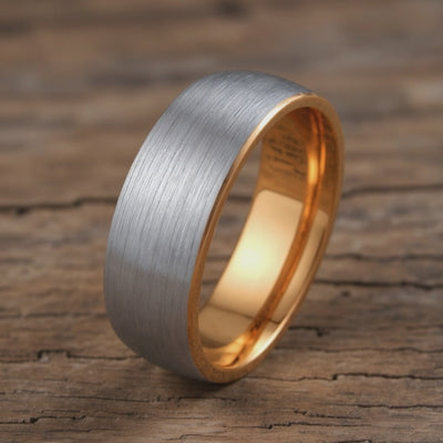 Rose Gold Tungsten + Silver Brushed