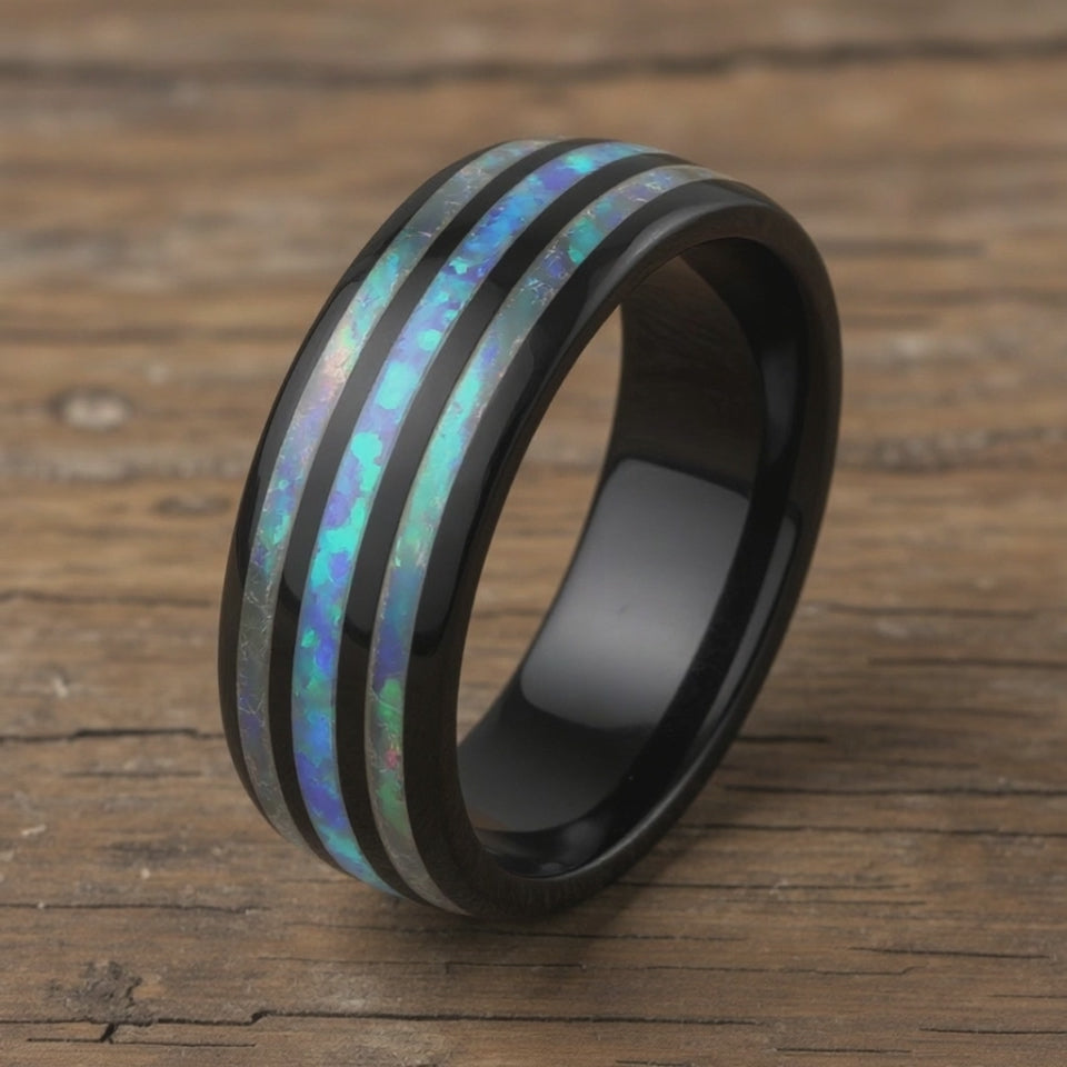 Black Tungsten + Blue Opal + Abalone
