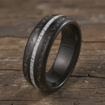 Black Tungsten + Antler +  Meteorite