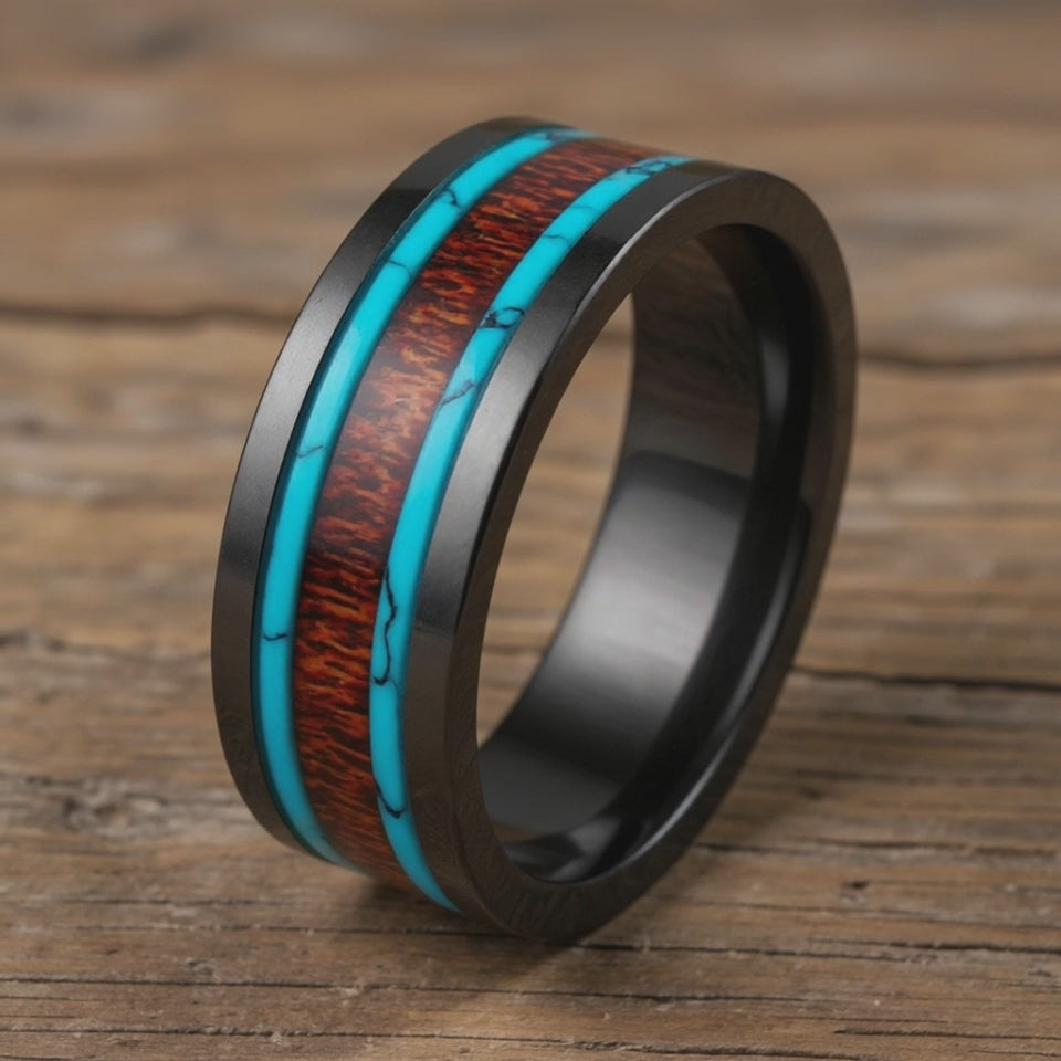 Black Ceramic + Koa Wood + Turquoise