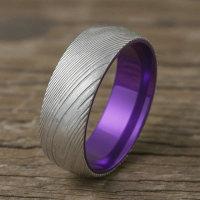 Damascus Steel + Wood Grain + Purple Aluminum