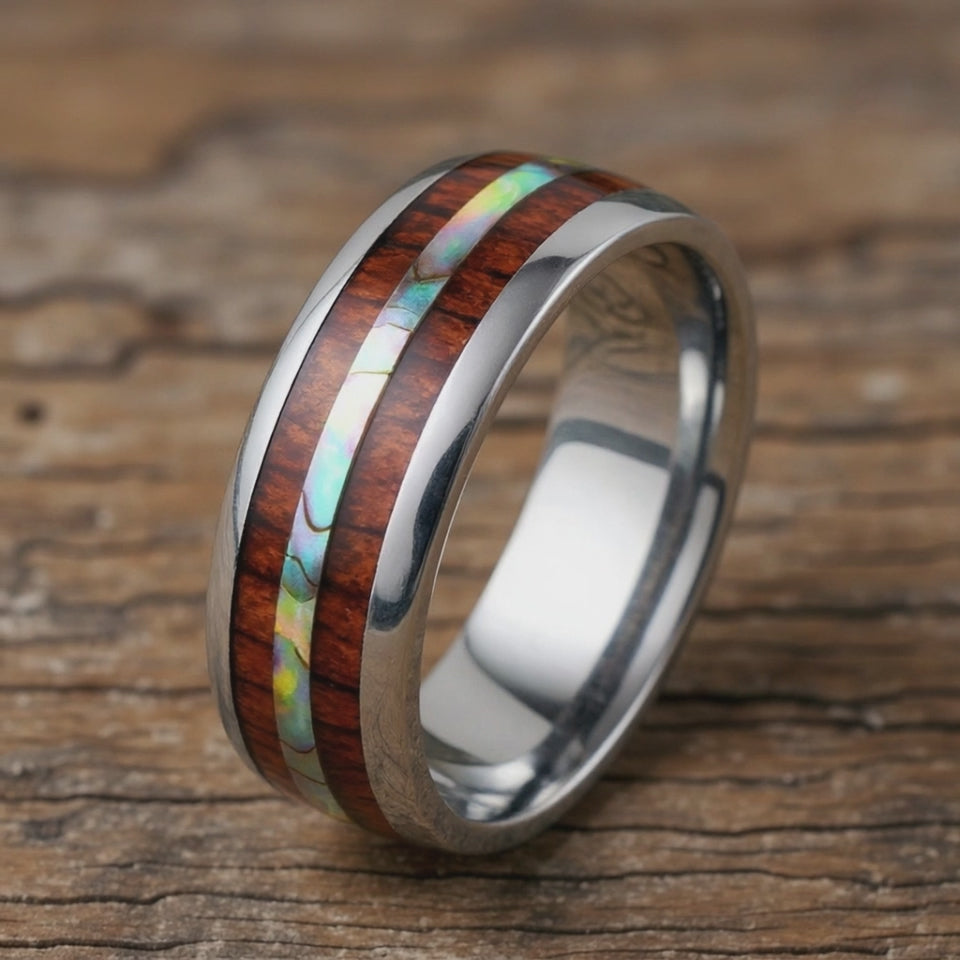 Silver Tungsten + Abalone Shell + Koa Wood