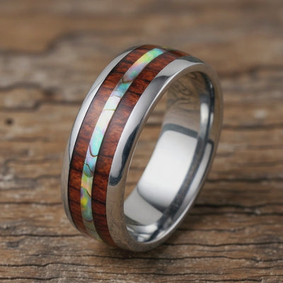 Silver Tungsten + Abalone Shell + Koa Wood