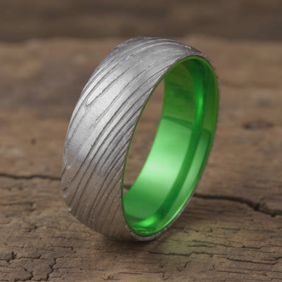 Damascus Steel + Wood Grain + Green Aluminum