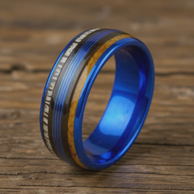 Blue Tungsten + Whiskey Barrel Oak Wood + Antler + Blue Fishing Line