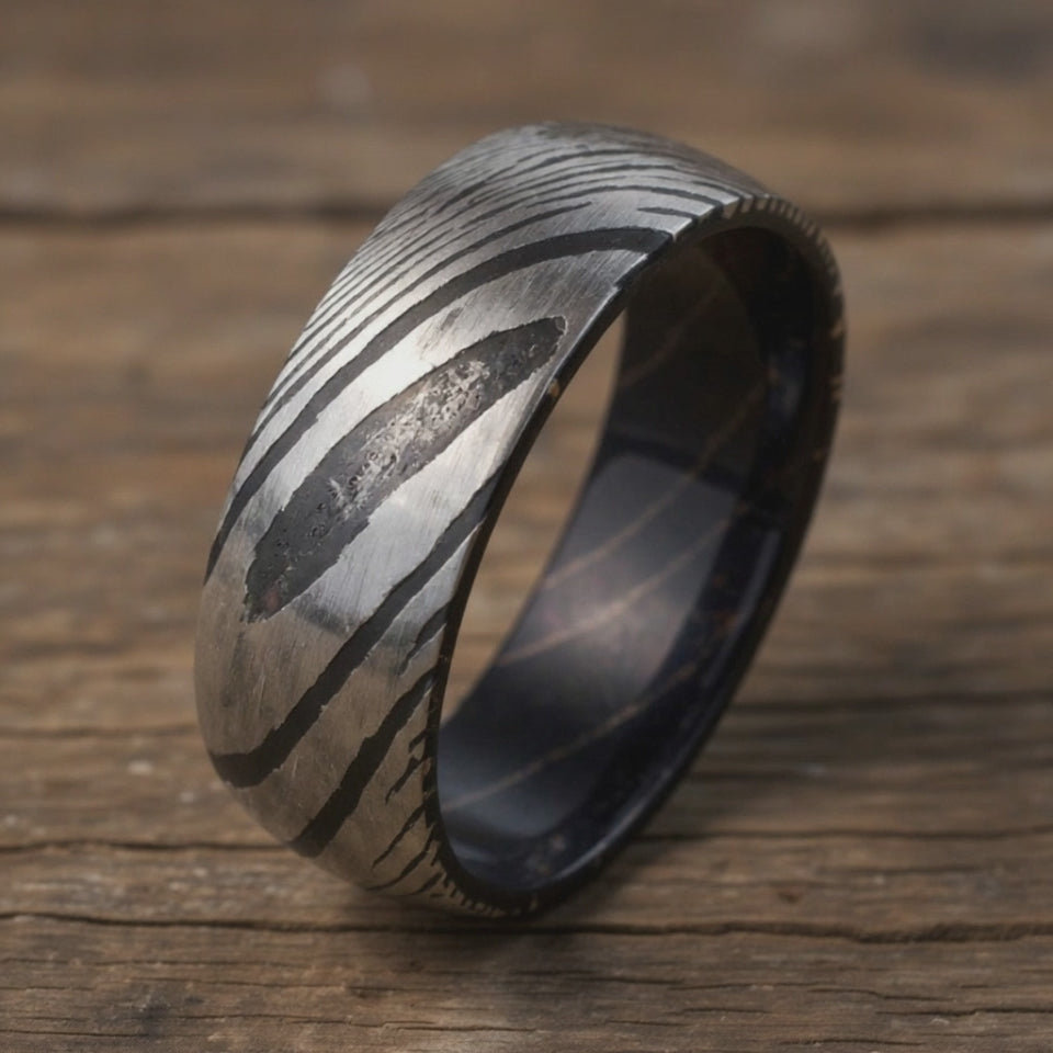 Damascus Steel + Wood Grain + Box Elder Wood