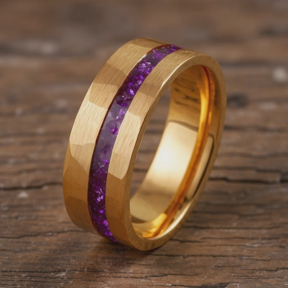 Rose Gold Tungsten + Amethyst