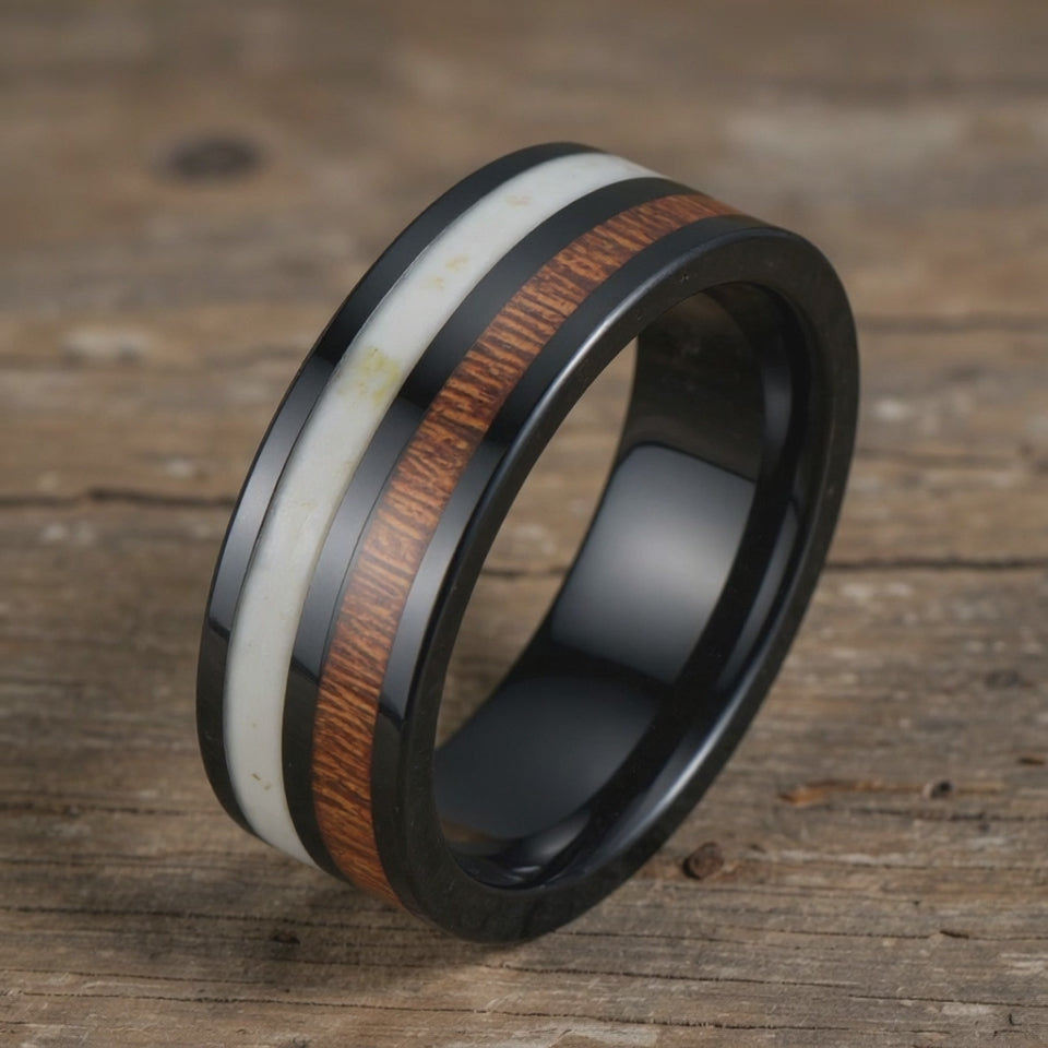 Black Tungsten + Antler + Koa Wood