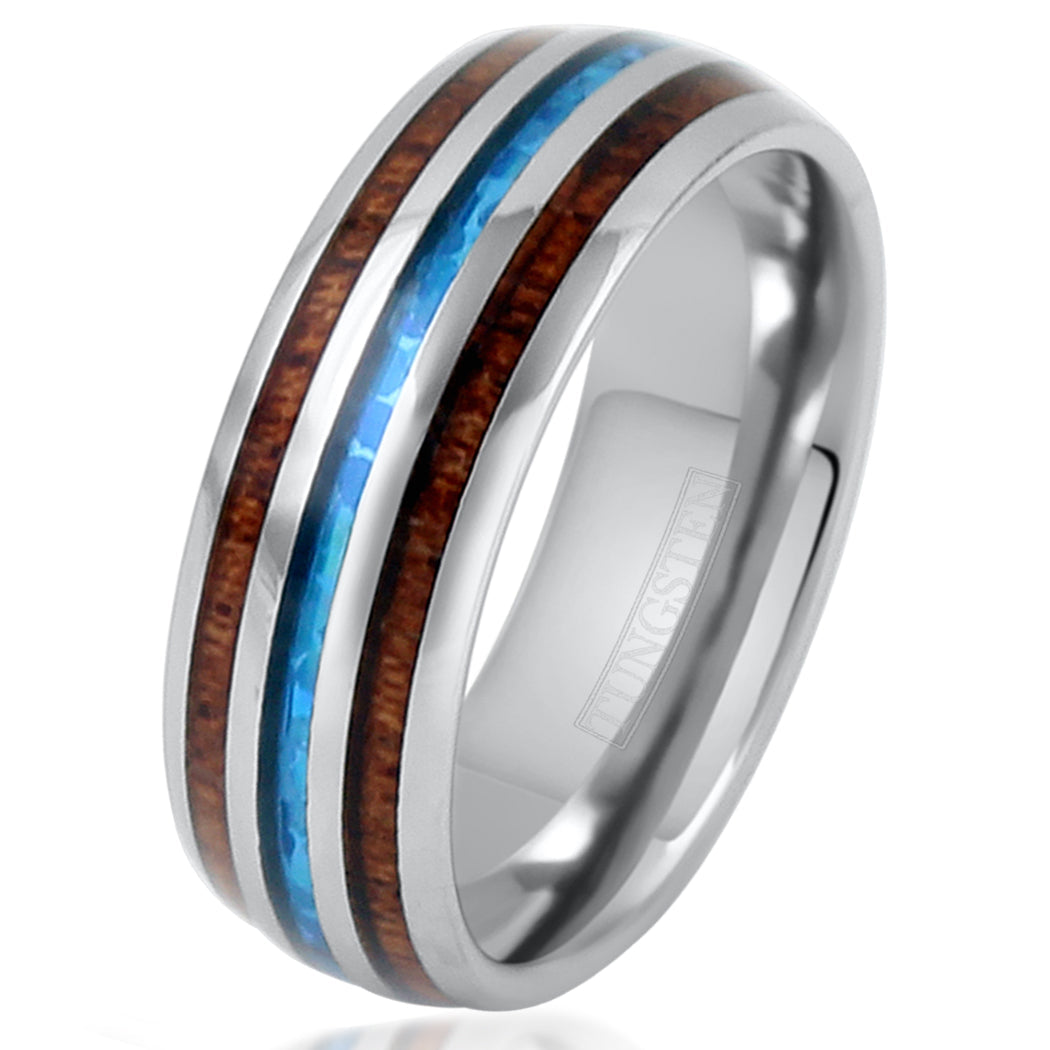 Silver Tungsten + Opal + Koa Wood